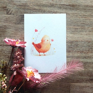 Ansichtkaart Vogeltje met bloem