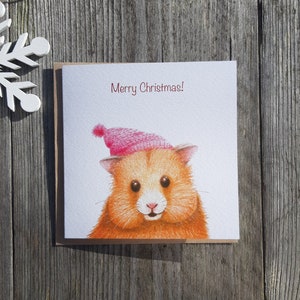 Weihnachtskarte Niedlicher Hamster mit Hut