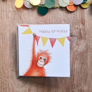 Guirnalda de mono de tarjeta de cumpleaños