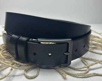 Men's full grain leather belt,handmade black leather belt,black leather belt, genuine leather black leather belt for men