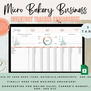 Bakery/ Micro Bakery Business Inventory Tracker, EDITABLE Google Sheets, Bakery Inventory Tracker, Bookkeeping Template, Bread Business