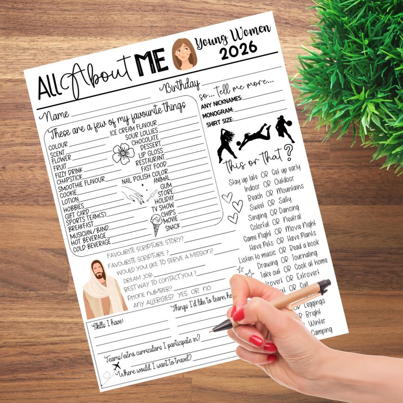 All About Me Printable 2026 Questionnaire for Young Women (PDF Download ...