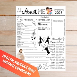 All About Me Printable: Primary Questionnaire, LDS Spotlight (PDF Download) 2026 | LDS Christian | Survey Instant Download
