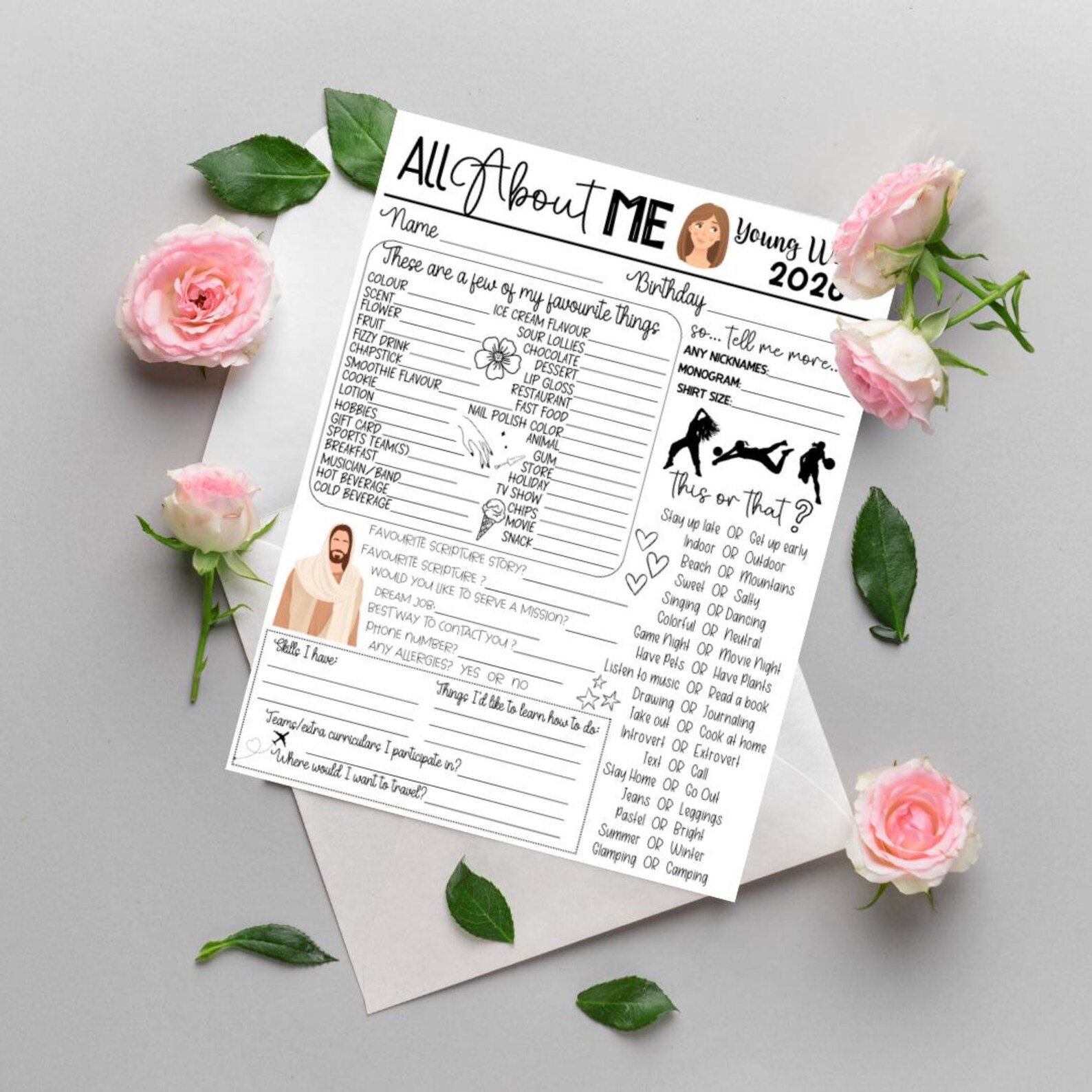 All About Me Printable 2026 Questionnaire for Young Women (PDF Download ...