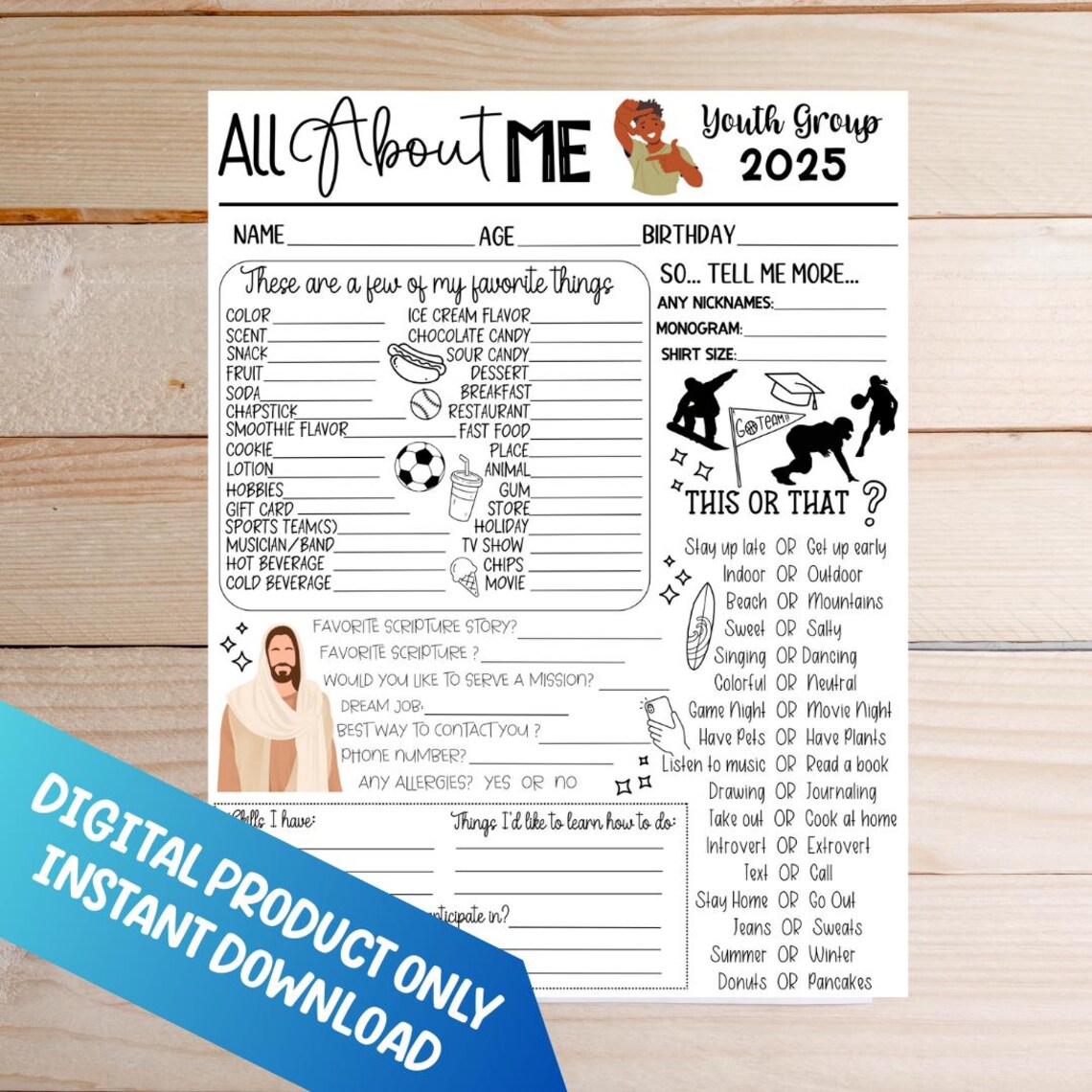 Youth Group All About Me Printable: Get to Know You Form (PDF Download ...