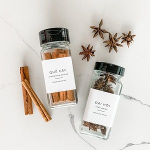 MINIMALIST Font | Spice and Seasoning Labels | Bilingual Vietnamese | Water & Oil Resistant | Customization Available