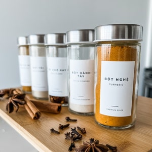 MODERN Font | Spice and Seasoning Labels | Bilingual Vietnamese | Water & Oil Resistant | Customization Available