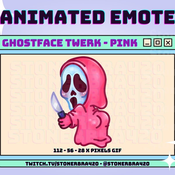 Animated Kawaii Twerking Pink Ghostface Scream Halloween Emote for Twitch Discord Stream