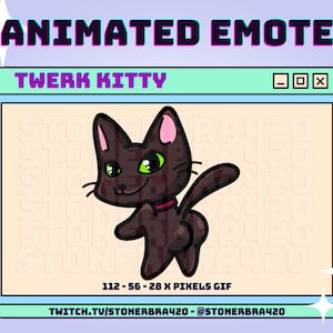 Animated Kawaii Twerking Black Cat Kitty Emote for Twitch Discord Stream