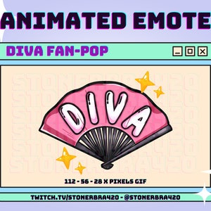 Animated Kawaii DIVA Clack Fan / Fan Pop / Drag Hand Fan w/ Glitter Emote for Twitch Discord Stream
