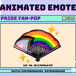 Animated Kawaii PRIDE Clack Fan / Fan Pop / Drag Hand Fan w/ Glitter Emote for Twitch Discord Stream