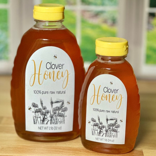 2lb Clover Honey, Raw, Pure, Natural, 1 lb Clover Honey