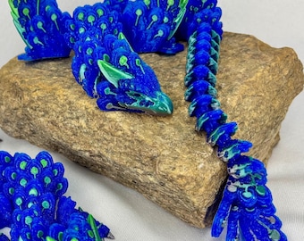 3D Peacock Winged Dragon | Desk & Fidget Figures | Fantasy Creatures