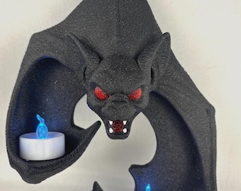 3D Hanging Bat Tea Light Hanger – Sparkle Red Eyes | Gothic and Halloween Decor