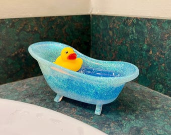 Resin Rubber Duck in the Tub | Fun Bathroom Decor | Children's Decor