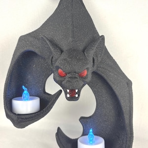 3D Bat Tea Light Hanger – Sparkle Red Eyes | Gothic and Halloween Decor