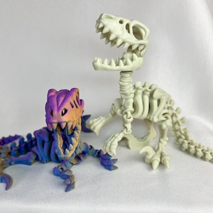 3D Flexi Articulated Velociraptor Skeleton Desk Fidget Figure | Authorized Flexi Factory Seller | Fidget Figures
