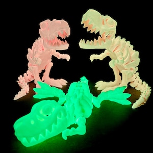 NEW! GLOW 3D Flexi Articulated T-Rex Skeleton Desk Fidget Toy | Authorized Flexi Factory Seller | Fidget Toys | Desk Toys