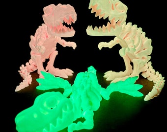 Glow-in-the-Dark 3D Articulated T-Rex Skeleton Fidget Figure