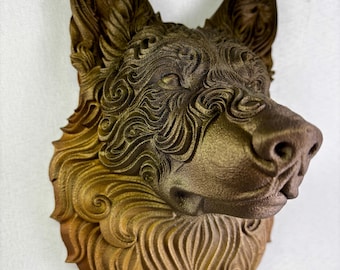 3D Printed German Shepherd Bust Wall Hanging