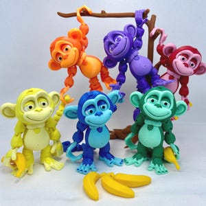 3D Articulated Monkey and Tree | Desk & Fidget Figures
