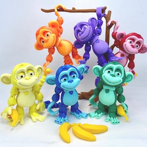 3D Articulated Monkey and Tree | Desk & Fidget Figures
