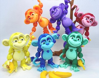 3D Articulated Monkey and Tree | Desk & Fidget Figures