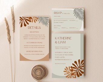 Boho Wedding Invitation Set | Boho Wedding Invitation Template Download Unique Wedding Invitation | Katherine