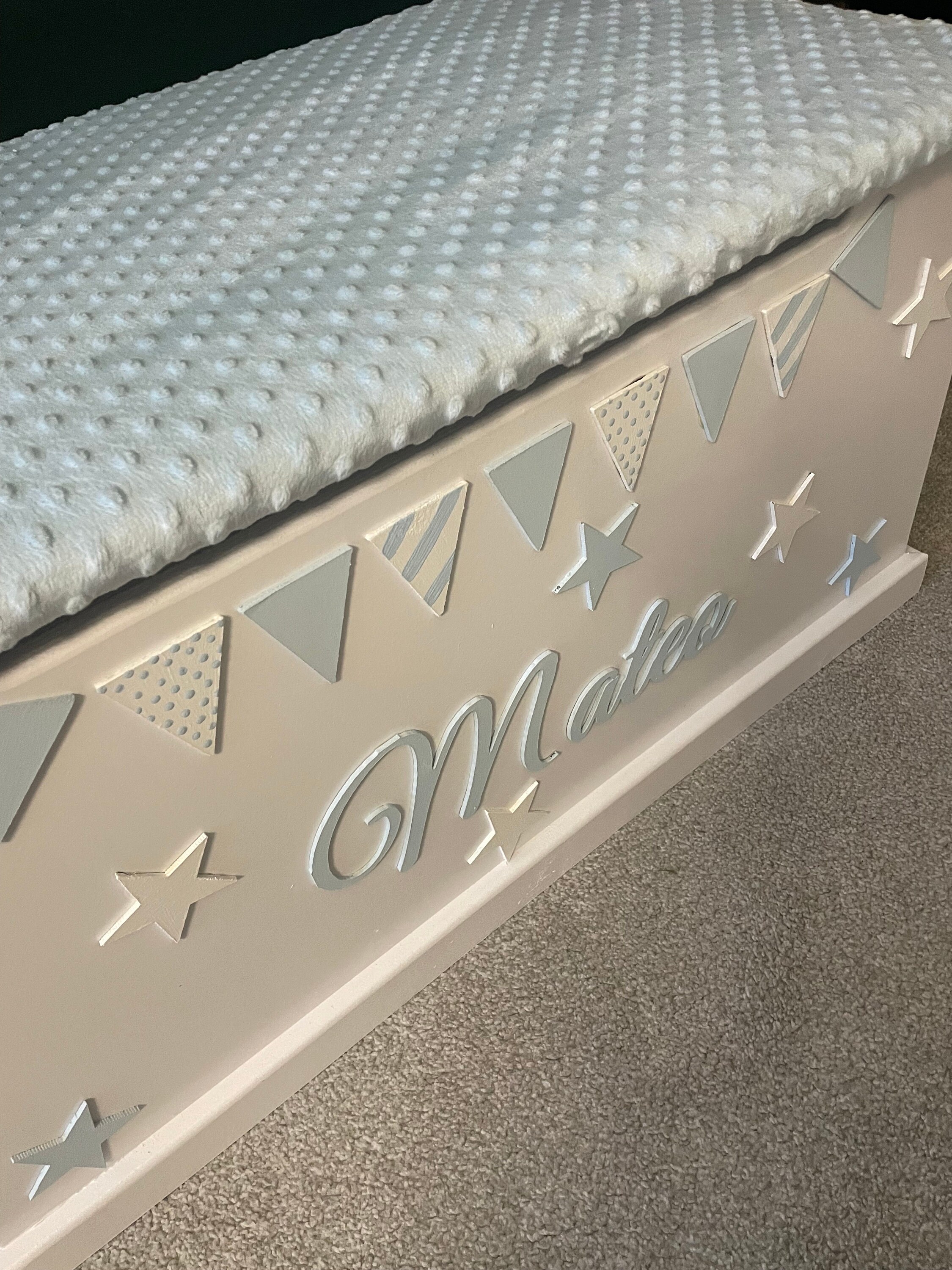 Crushed velvet toy box personalised sale