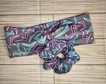 Conjunto de diadema retorcida con estampado de demonio, coletero y diadema