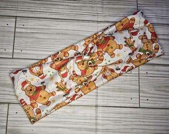Diadema trenzada de osito de jengibre, accesorio navideño para el cabello