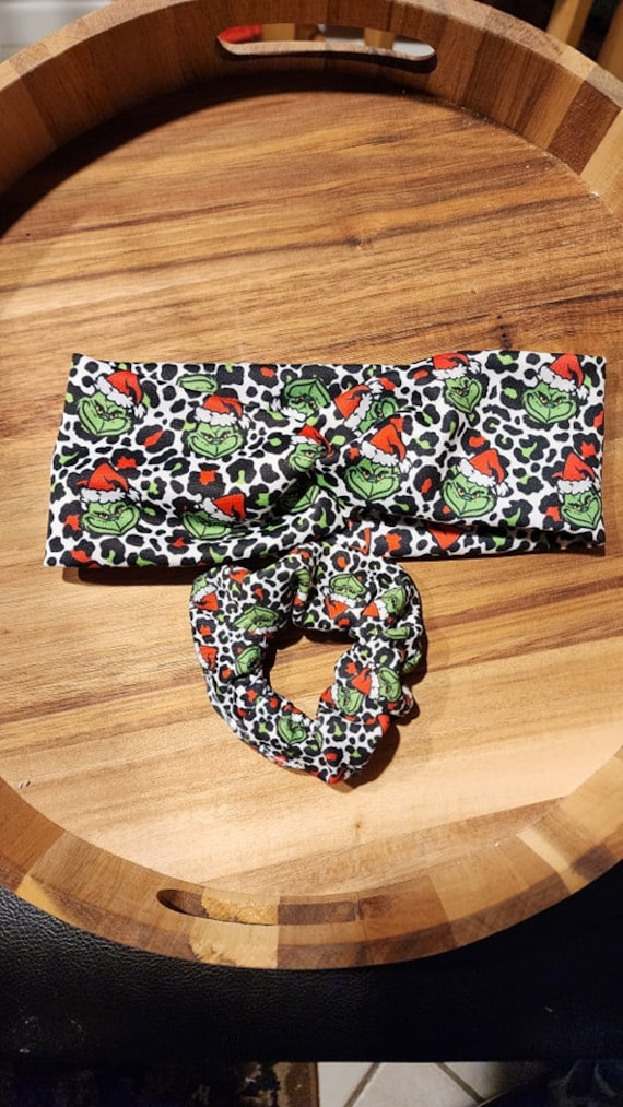 Grinch Christmas Headband and Scrunchies,