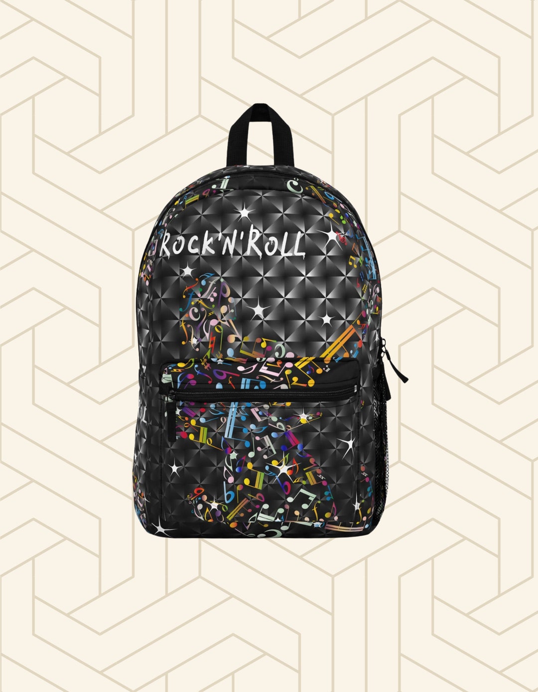 Rock and Roll Backpack, Laptop Backpack, Concert Punk Pack, Guitar Player Print Backpack, Music