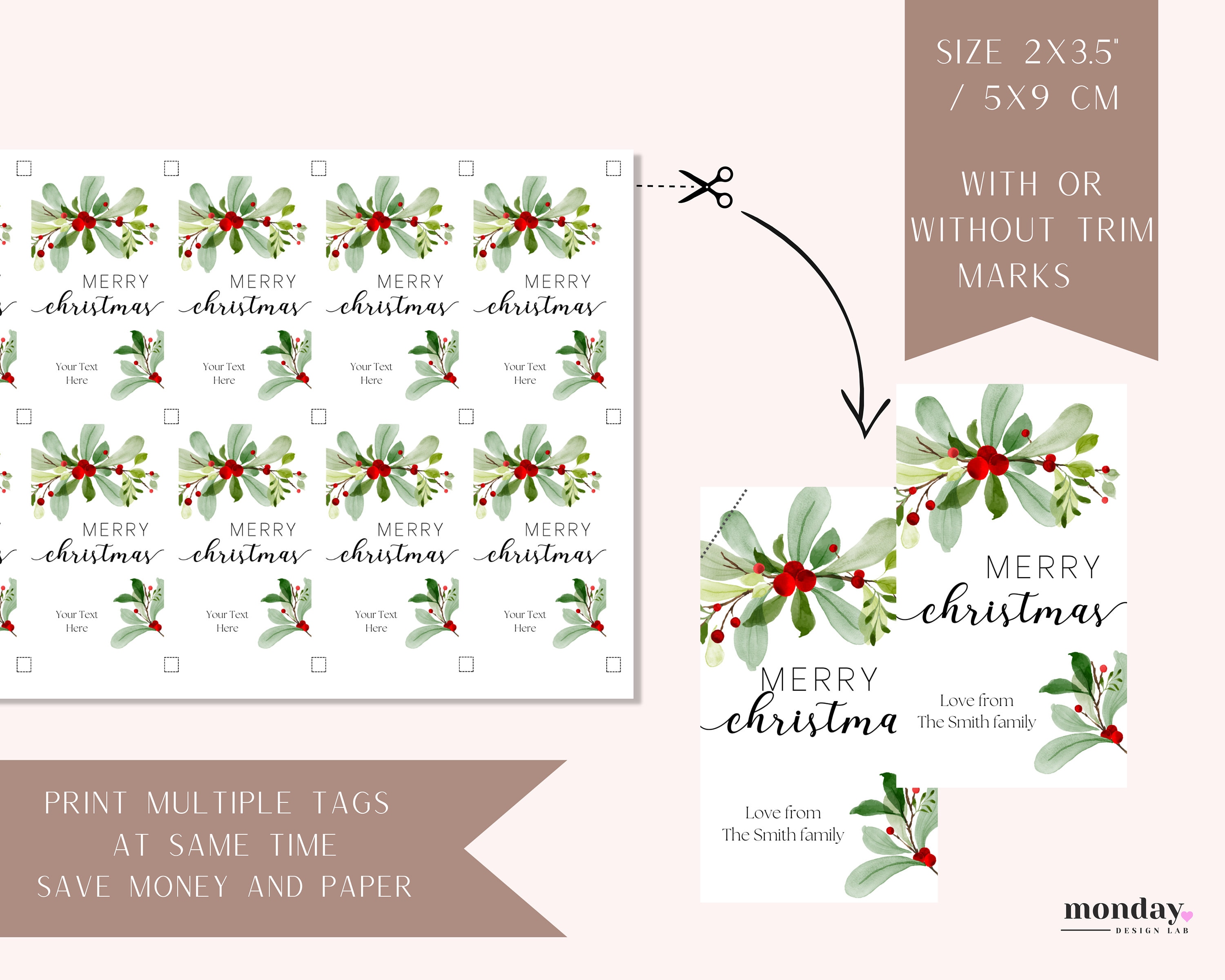 Editable Christmas Gift Tags - DIY Gift Tags - Holiday Tag - Merry ...