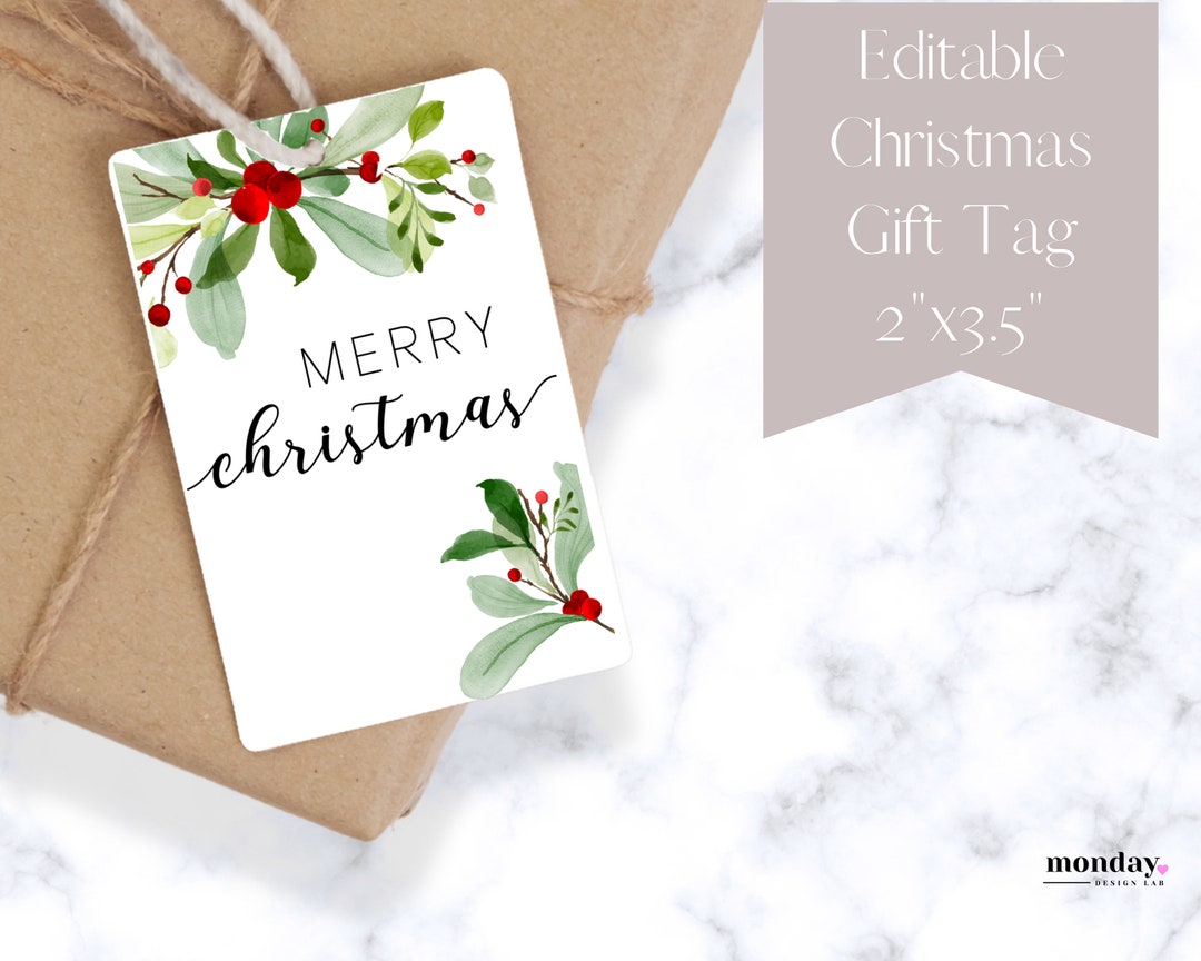 Editable Christmas Gift Tags - DIY Gift Tags - Holiday Tag - Merry ...