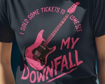 I Sold Some Tickets to Come See My Downfall Distressed T-Shirt, MGK Inspired Pink Guitar Tee, MGK Graphic Shirt, Lost Americana Tour Merch