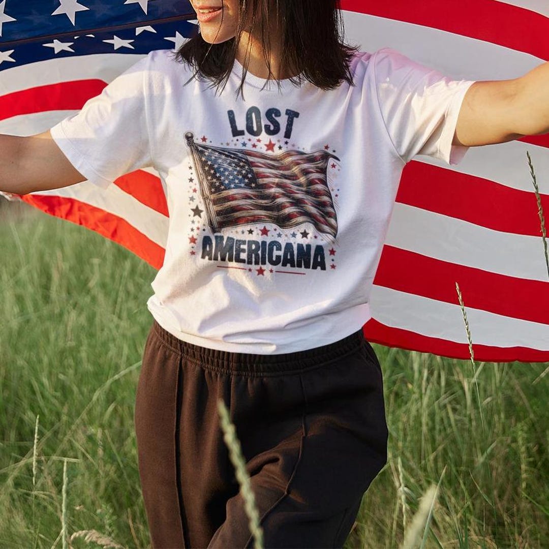 Lost Americana USA Flag T-shirt, Distressed Americana T-shirt