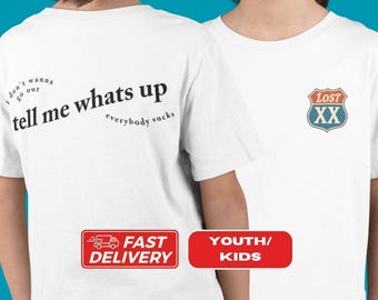 Youth Kids MGK Tell Me Whats Up T-Shirt, MGK Lyric Shirt, Lost Americana Tee, MGK Tour Concert Merch, mgk Graphic Tee, Lost xx est Shirt