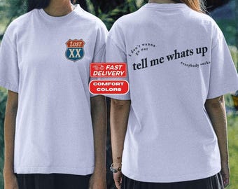 MGK Tell Me Whats Up T-Shirt, MGK Lyric Shirt, Lost Americana Tee, MGK Tour Concert Merch, mgk Graphic Tee, Lost xx est Shirt, Route 66 Tee