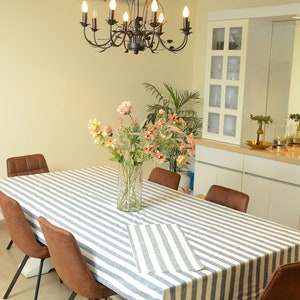 Barnyard 100% Cotton Striped Tablecloth/ Modern Farmhouse dining decor!