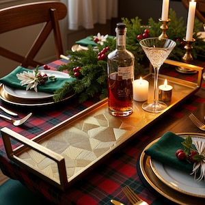 Gold Aluminum Rectangle Tray: Modern Farmhouse Coffee Table Centerpiece