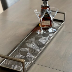 Antique Gold Aluminum Decorative Tray: Modern Farmhouse Centerpiece