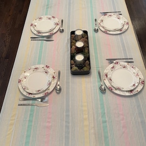 Striped Cotton Tablecloth: Modern Farmhouse Dining Decor (L108in*W70in)