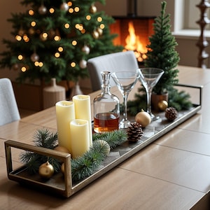 Antique Gold Aluminum Decorative Tray: Modern Farmhouse Centerpiece