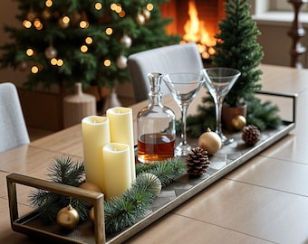 Antique Gold Aluminum Decorative Tray: Modern Farmhouse Centerpiece