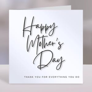 Carte de fête des mères, personnalisée avec texte personnalisé, carte de bonne fête des mères, carte pour la fête des mères, merci pour tout ce que vous faites