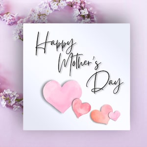 Carte de fête des mères heureuse avec texte personnalisé, carte de fête des mères personnalisée, carte pour la fête des mères avec coeurs, cartes pour maman