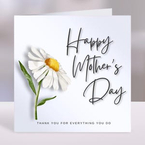 Carte de fête des mères avec texte personnalisé, carte personnalisée joyeuse fête des mères, carte pour la fête des mères, cartes pour avec une marguerite