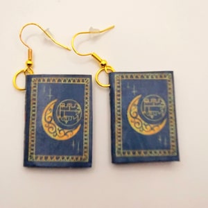 Handgemachte Stolas Grimoire Ohrringe, Mini Bücher Design, Hexerei Schmuck, Buch Liebhaber Geschenk, Elegante Ohrringe