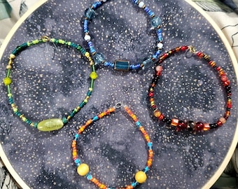Bracelets quatre éléments, bijoux artisanaux inspirés de la nature - Eau Terre Feu Air